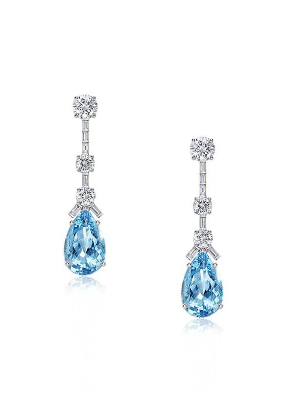 Nextearrings Pear Cut Aquamarine Crystal Drop Earrings w/ Box